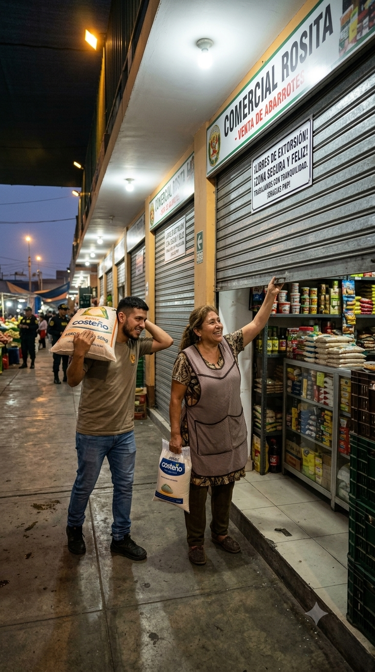 Comerciantes de un negocio de abarrotes, zona libre de extorsión